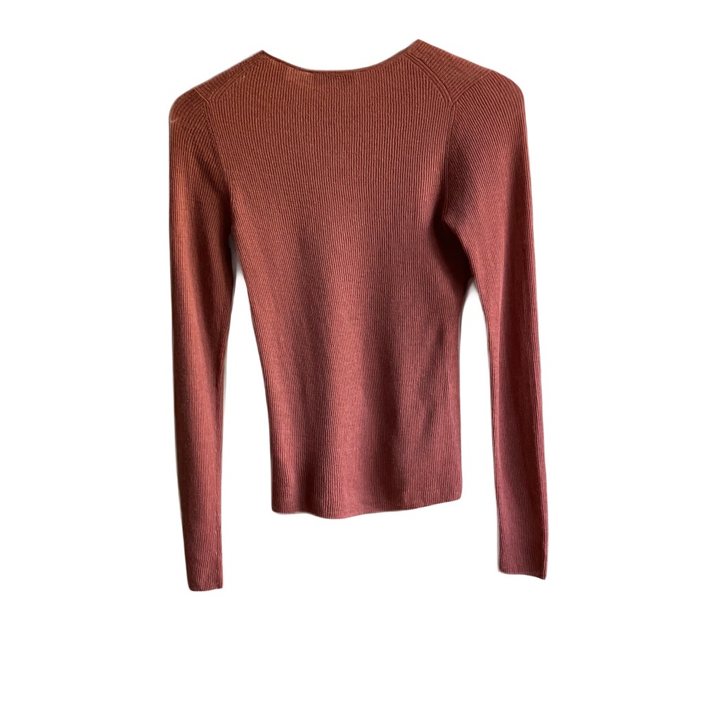 Vince Ribbed Knit Sweater Size S 100% Wool Dusty Rose Crewneck Jumper Fall Cozy - Picture 5 of 9